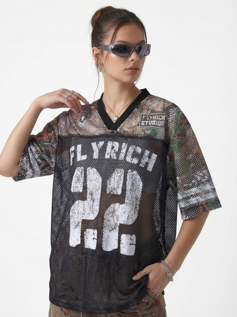 SpringSummer American-style Street-Chic Hollowed-Out Breathable T-Shirt MRC WEAR 