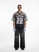 Hollowed-Out Letter Loose American Retro T-Shirt