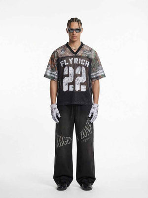 Hollowed-Out Letter Loose American Retro T-Shirt