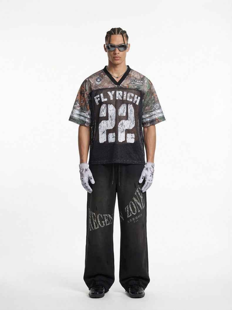 Hollowed-Out Letter Loose American Retro T-Shirt
