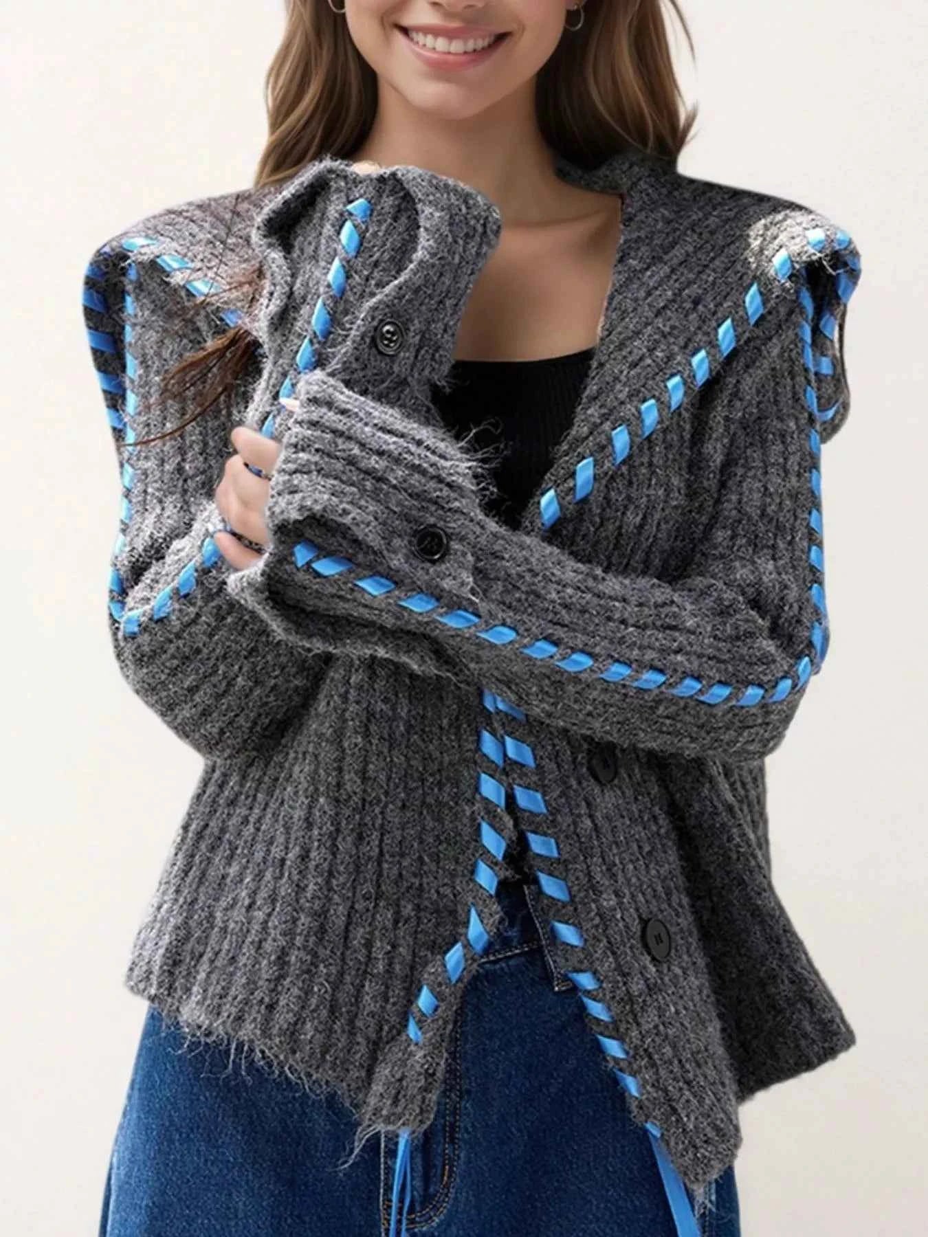Cable-Knit Ribbed Open Front Cardigan - MRC WEAR 
