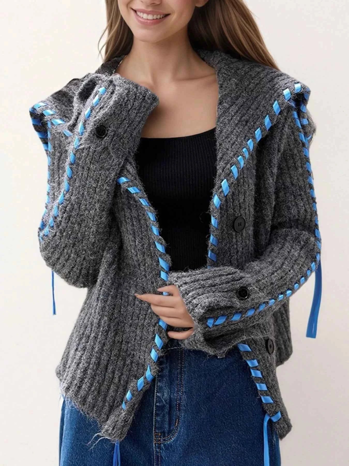 Cable-Knit Ribbed Open Front Cardigan - MRC WEAR 